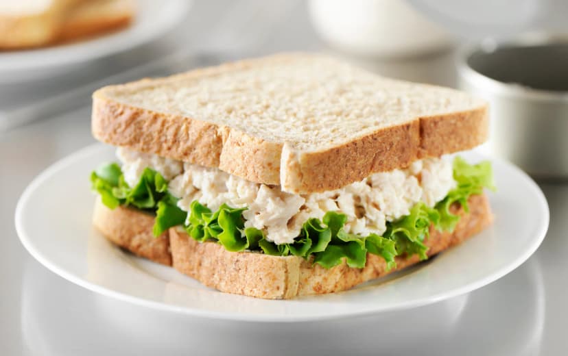 Healthy sandwich served on a white plate front view