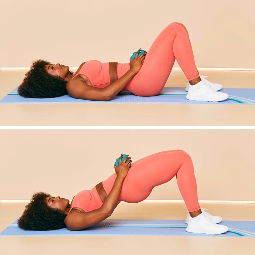 Female doing glute bridge exercise during home workout